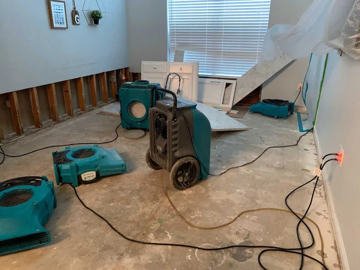Dehumidifier in flood-cut room for Water Extraction & Removal in Pea Ridge